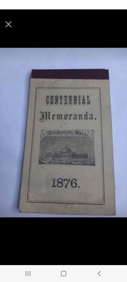 1876 Centennial Memoranda Memorial Hall Philadelphia Pennsylvania