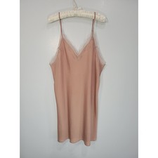 Victoria's Secret Mauve Pink Satin Lace Trim Slip Dress Chemise Nightgown
