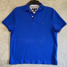 Tommy Hilfiger Polo Shirt Small Blue Custom Fit 100 Cotton Short Sleeve