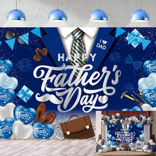 Happy Father's Day Backdrop I Love Dad Fathers Day Party Decorations 8x6FT Navy.
