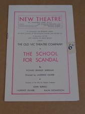 Laurence Olivier - School For Scandal 1949 New Theatre Programme (Peter Cushing)