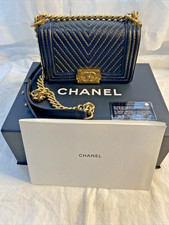 Chanel Boy Chevron Black Gold Hw Small Chain Crossbody Flap Bag