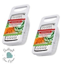 2 x Mini Cheese Grater | Ginger Veg Grater | Stainless Steel with Collection Tub