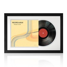 7-Inch 45 RPM Vinyl Record Display Frame, Solid Wood, Double Mats
