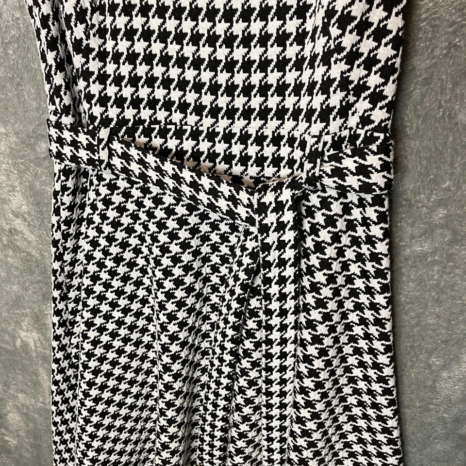 Vestido midi elástico con cinturón línea A mono pata de gallo clásico de Calvin Klein para mujer 10 Foto 4 de 4