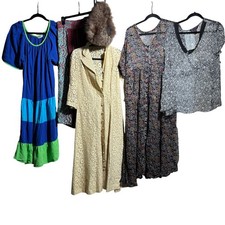 FIX UP Fabrics Lot - Vintage Dresses, Fur, Pants - Jane Andre, Appel, etc. FLAWS