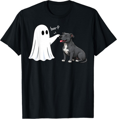Pit Bull Boo P Ghost Nose Boop Halloween Dog Lover Kids Adults T-Shirt