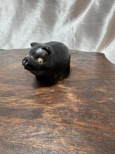 Vintage black Marked Coal mini pig w/google eyes 1980 VCP Made In USA