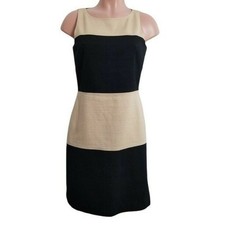 Banana Republic Sheath Dress 4 M Black Tan Combo Pocket Color Block Pockets