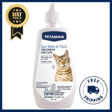 PetArmor Ear Mite Treatment for Cats, Ear Mite Medicine Kills Ticks Ear Mites