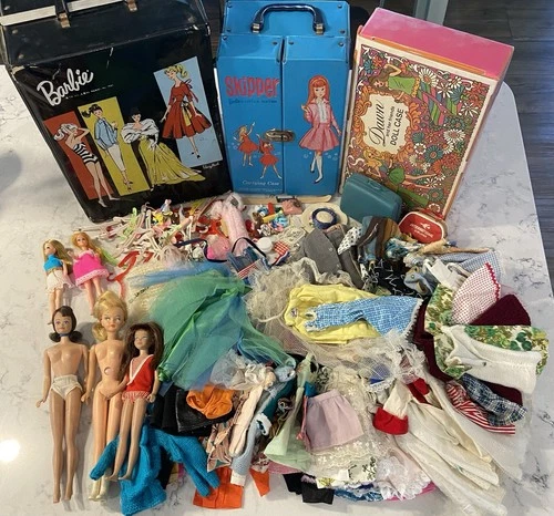 1960s Barbie Ken Midge HUGE LOT Clothes Cases dolls UNSEARCHED ESTATE SALE FIND