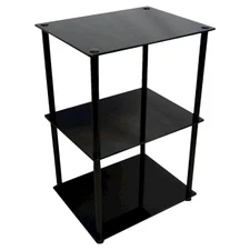 Classic Glass Tall 3 Tier End Table Black Glass - Breighton Home: