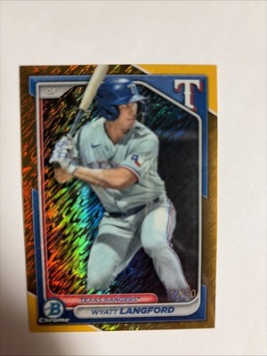 2024 Bowman - Chrome Prospects Wyatt Langford #BCP-64 Gold Shimmer/50 Rangers!!