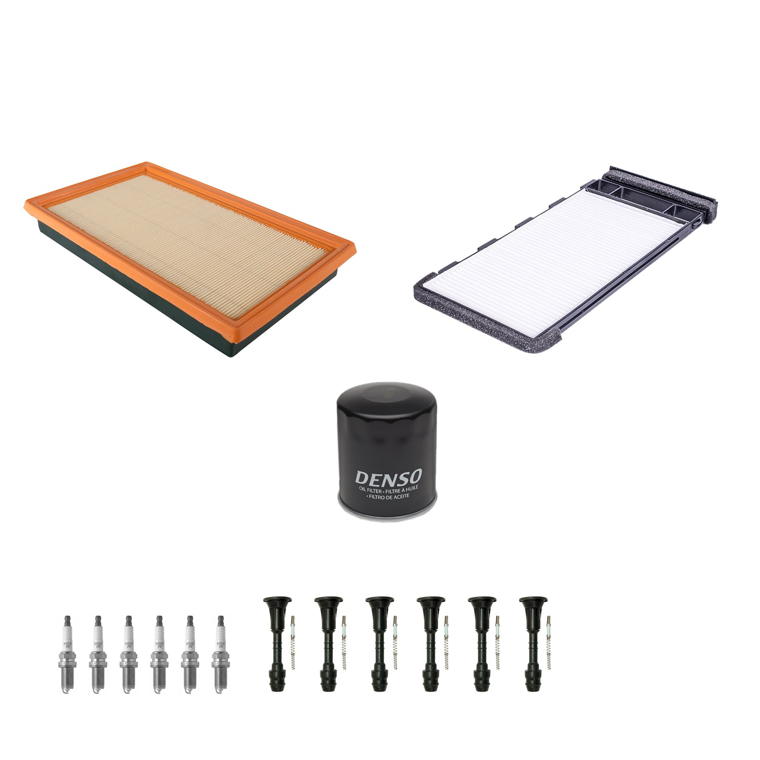 Denso Tune Up Kit NGK 6 Spark Plugs and Boots Kit for QX4 Base 3.5L V6 Auto 2001