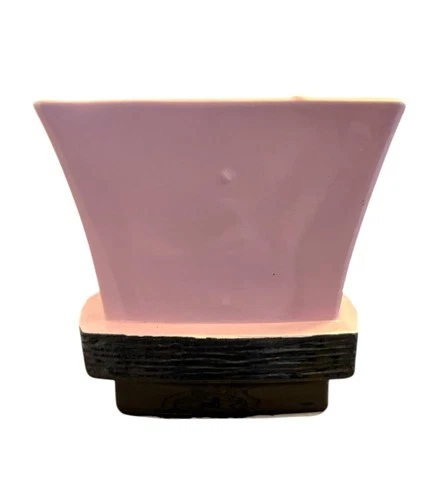 Vtg. McCOY POTTERY, pink and black, MCM, rectangular, PLANTER, Add/Collect!