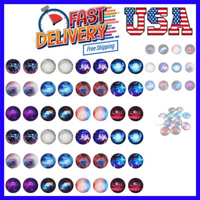 50 PCS Starry Sky Nebula Glass Dome Cabochons Half Round Flatback, 8mm Diamet...