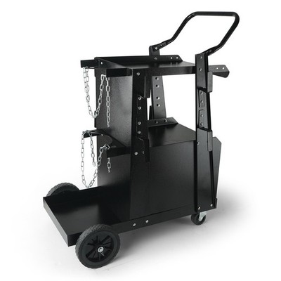 Welding Cart, 2-Tier Heavy Duty Welder Cart with Anti-Theft Lockable Cabinet, 26