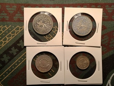 1964 Sierra Leone Partial Proof Set Lot of 4 Coins - 2x20 cent, 10 cent, 5 cent