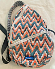 KAVU Rope Sling Bag Teal Orange Geometric Sling Backpack
