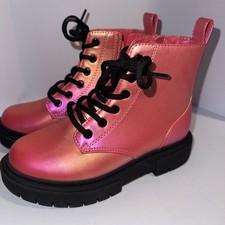 Art Class Girls Pink Combat Boots Lace-Up Zip Lightweight Size 13