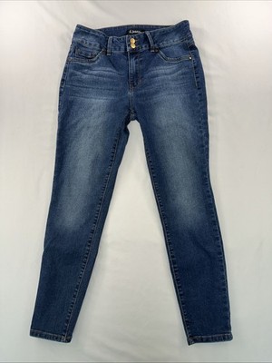 D. Jeans Womens Skinny Blue Denim Medium Wash Whiskering Mid Rise Stretch 6