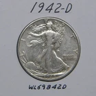 1942-D Walking Liberty half dollar, 90% silver coin