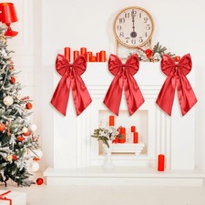 3 Pcs 2 FT Large Red Satin Bows Hanging Wall Decor for Birthday Wedding