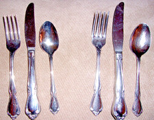 VINTAGE ONEIDACRAFT STAINLESS YOUTH CHILDREN 2 PLACE SETTINGS FLATWARE ORIG 60s