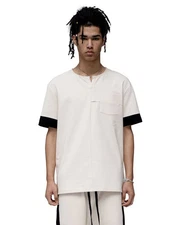 Konus Men's Ss Henley Tee / Owen In Beige