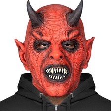 Zadin Algol Devil Mask,Demon Face For Men,Halloween Horror Mask One Size, Red