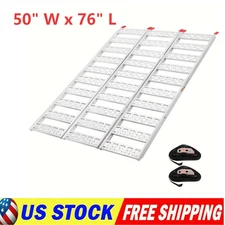 50” W x 76” L Aluminum Tri-Fold Ramp w/Treads Loading Ramps 1500lb for Mower ATV