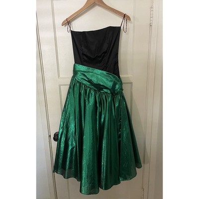 green vintage cocktail dress Vintage 1960s Green Metallic Dress