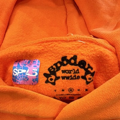 sp5der Men's Orange/Green Beluga Pullover Hoodie Size L