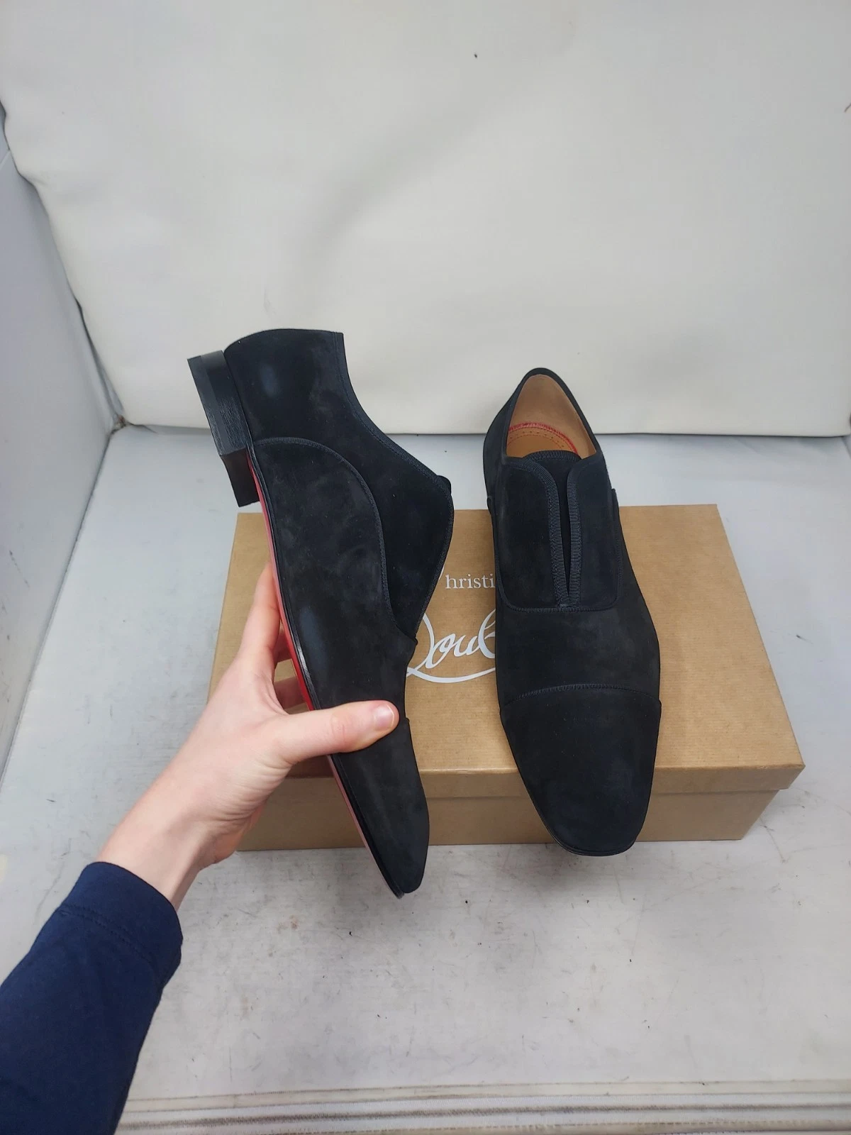 Christian Louboutin — Christian Louboutin EU 46 US 13 NEW MENS Black Alpha Male Suede Oxford Shoe