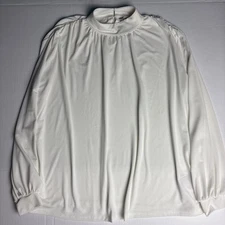 H&M Women’s Large Shirt Blouse Solid White Mock Turtleneck Casual Career Poly