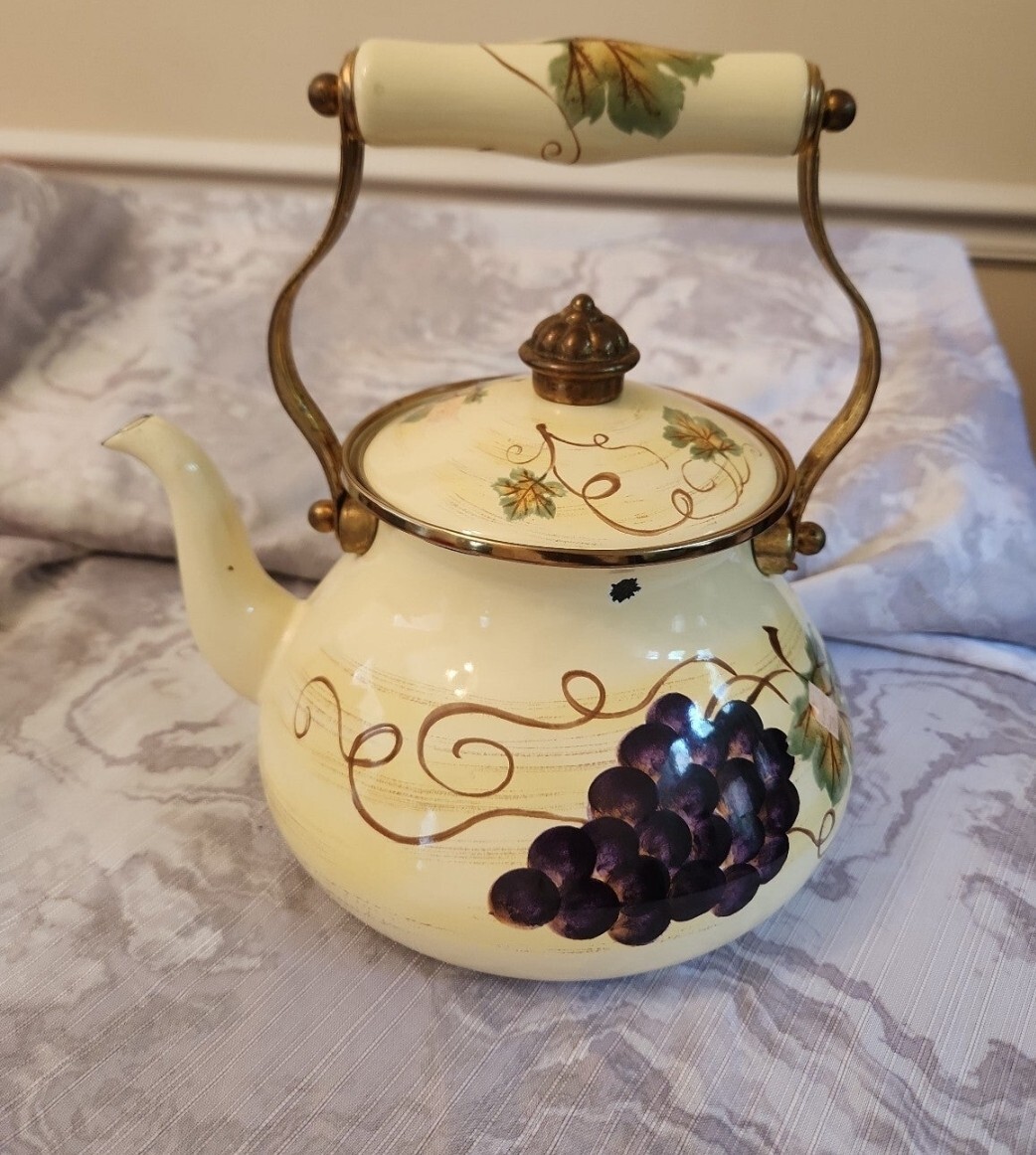 Tabletops Unlimited Grapevine Design Teapot Kettle Vitro Ceramics eBay