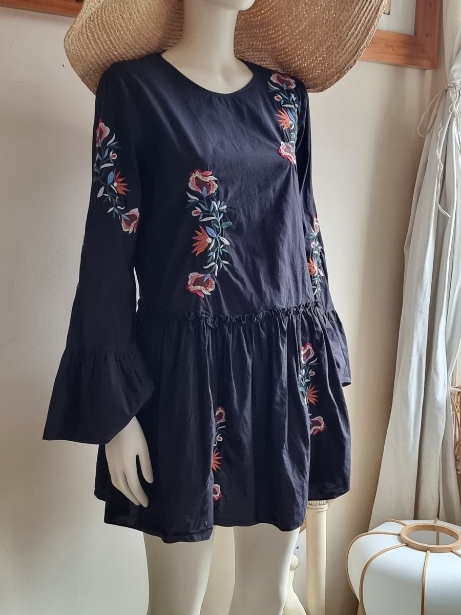 zara black embroidered mini dress ZARA NWT SS22 WOMAN $89.90 EMBROIDERED SHORT DRESS/BLACK | 6895/045 ALL SIZES