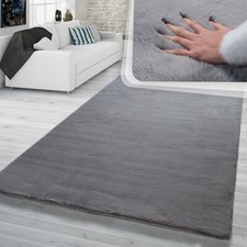 Tapis poils longs chambre fausse fourrure douce imitation lapin Gris Foncé
