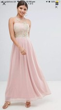 Size 10 AX Paris Prom Dress, Bridesmaid, Formal, Pink With Gild Embroidery, BNWT