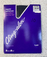 Cling-alon Pantyhose Sheer Navy Size Average Vintage Sears Best New NOS Blue