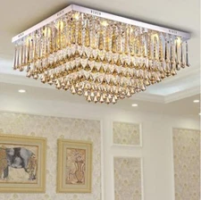  European LED Cognac crystal lamp living room lighting Rectangular ceiling lamp