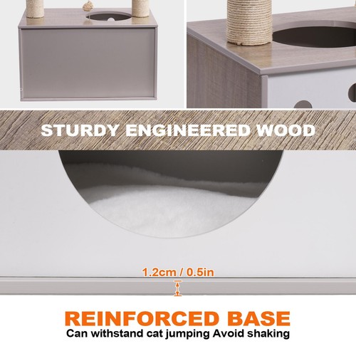 Cat Litter Box Enclosure Furniture Cat Washroom Hidden Litter Box Cabinet White - Picture 11 of 12