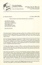 Pro Arte Chamber Orchestra Of Boston Concert Program Apr 1984 Larry Hill Bach