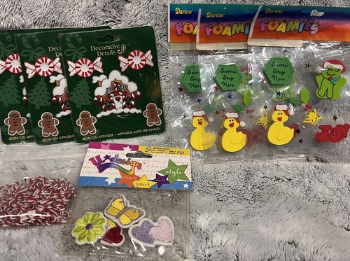 Vintage Lot Gingerbread House Iron On Applique Patches Christmas Foamies Shapes