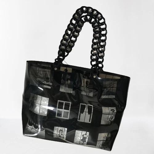 Chanel 2003-2004 Black Vinyl Window Tote Bag · INTO