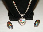 Vtg Navajo TOM LEWIS STERLING SILVER INLAYED STONE JEWELRY SET Native American — photo 4