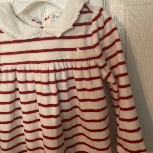 NWT Ralph Lauren IG Romper White With Red Stripes, White Pony Logo, Collar 9 M - Picture 2 of 3