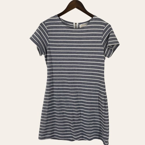 STS Sail to Stable Navy Blue Striped Shirt Dress Size Small