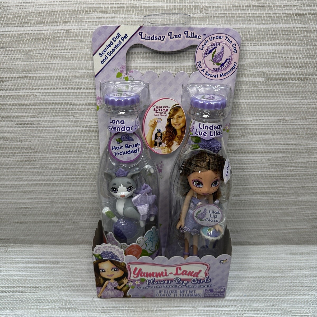 NEW MGA Yummi-Land Flower Pop Girls Lindsay Lue Lilac Doll Pet Cat
