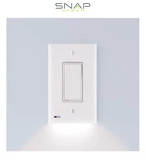 SnapPower SwitchLight Rocker 3-Way Switch, White S1SW-KWH-SP21-4